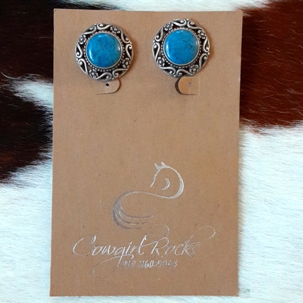 Natural Lapis Sterling Silver Stud Earrings